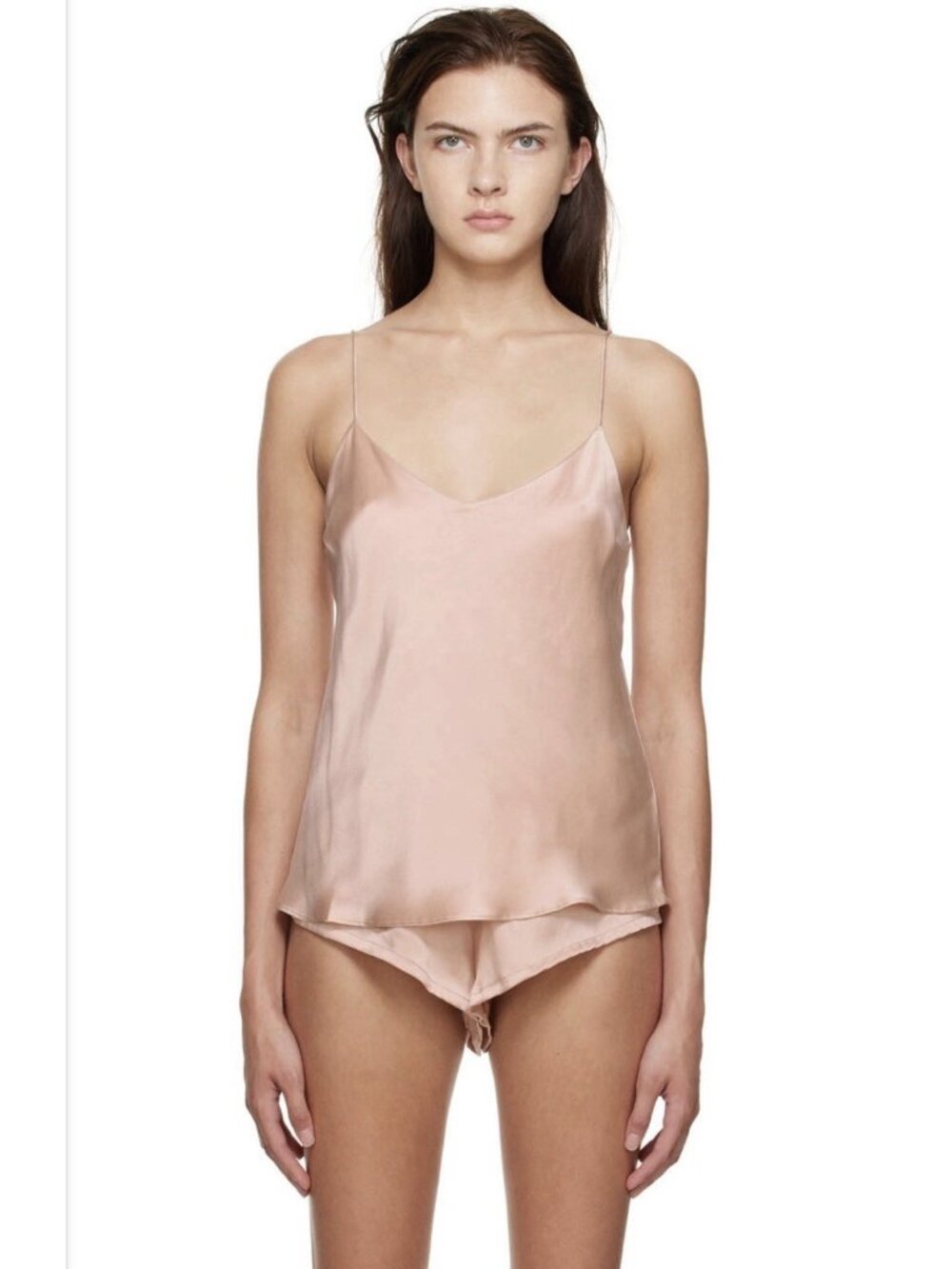 ASCENO Authentic Milos 100% Silk Camisole Tank Top Blush Pink Spaghetti Strap M